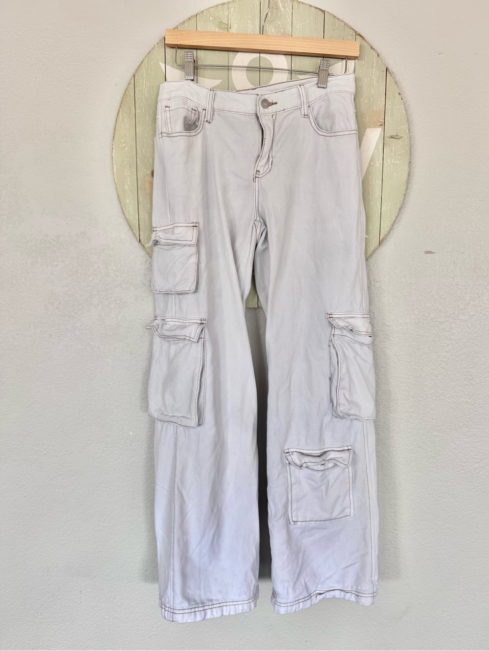 Pac Sun cream cargo baggy jeans size 26